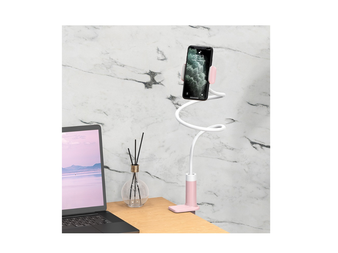 Hoco Mobile Phone Stand – Pink & White Adjustable Desk Holder Hoco Mobile Phone Stand – Pink & White Adjustable Desk Holder